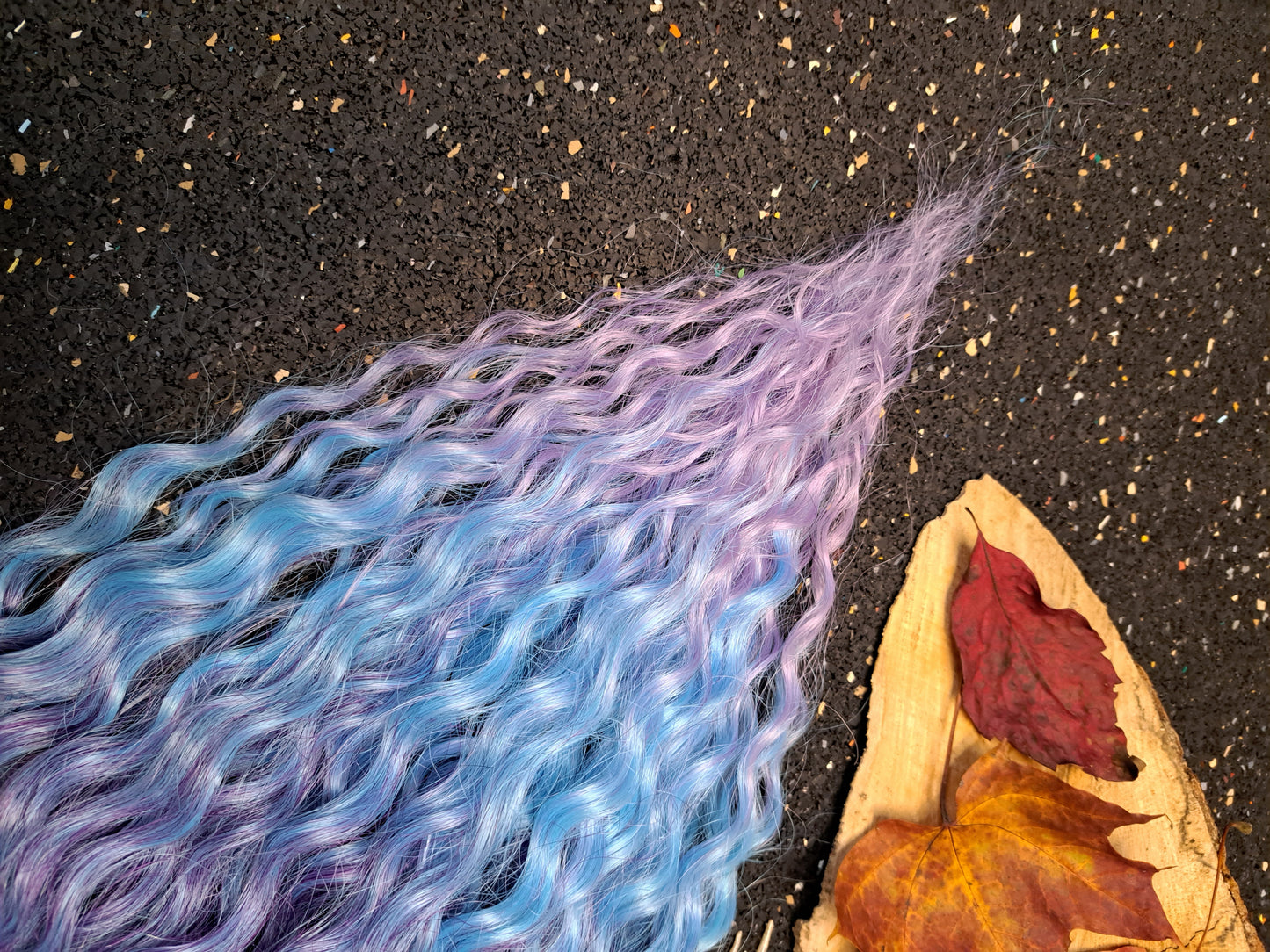 Curly Dreadlocks Single Ended Lila Flieder Hellblau 55cm