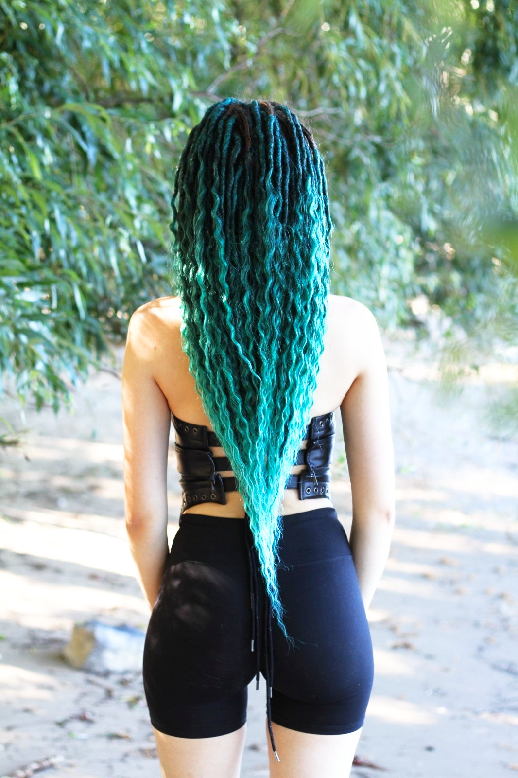 Curly Dreadlocks Double Ended Grau zu Licht 55cm