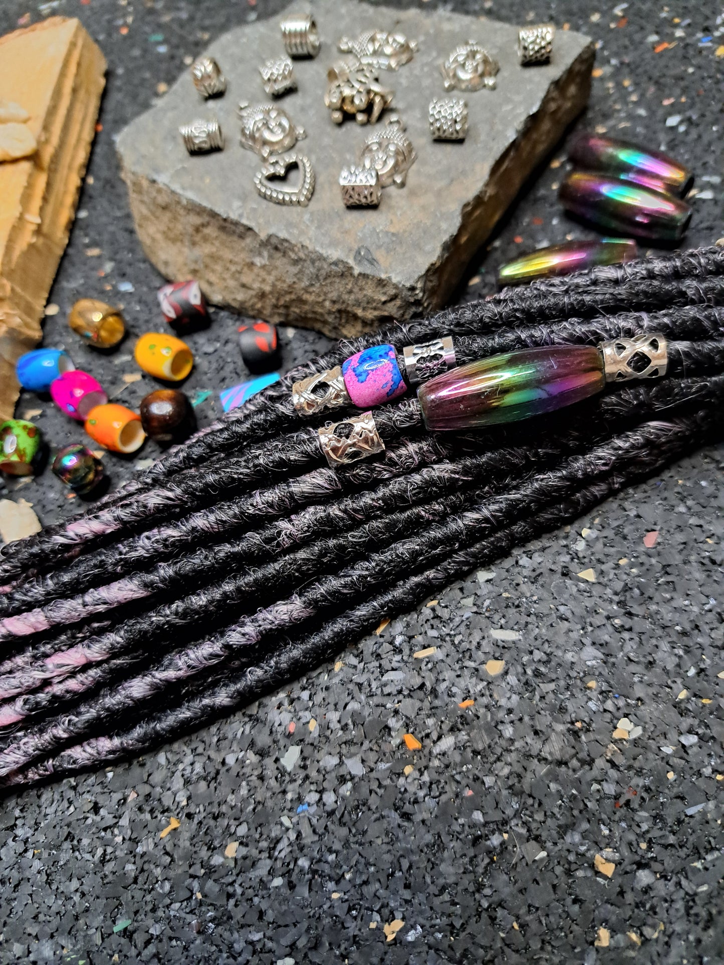 Synthetische Dreads Single Ended 50cm Braun zu Rosa
