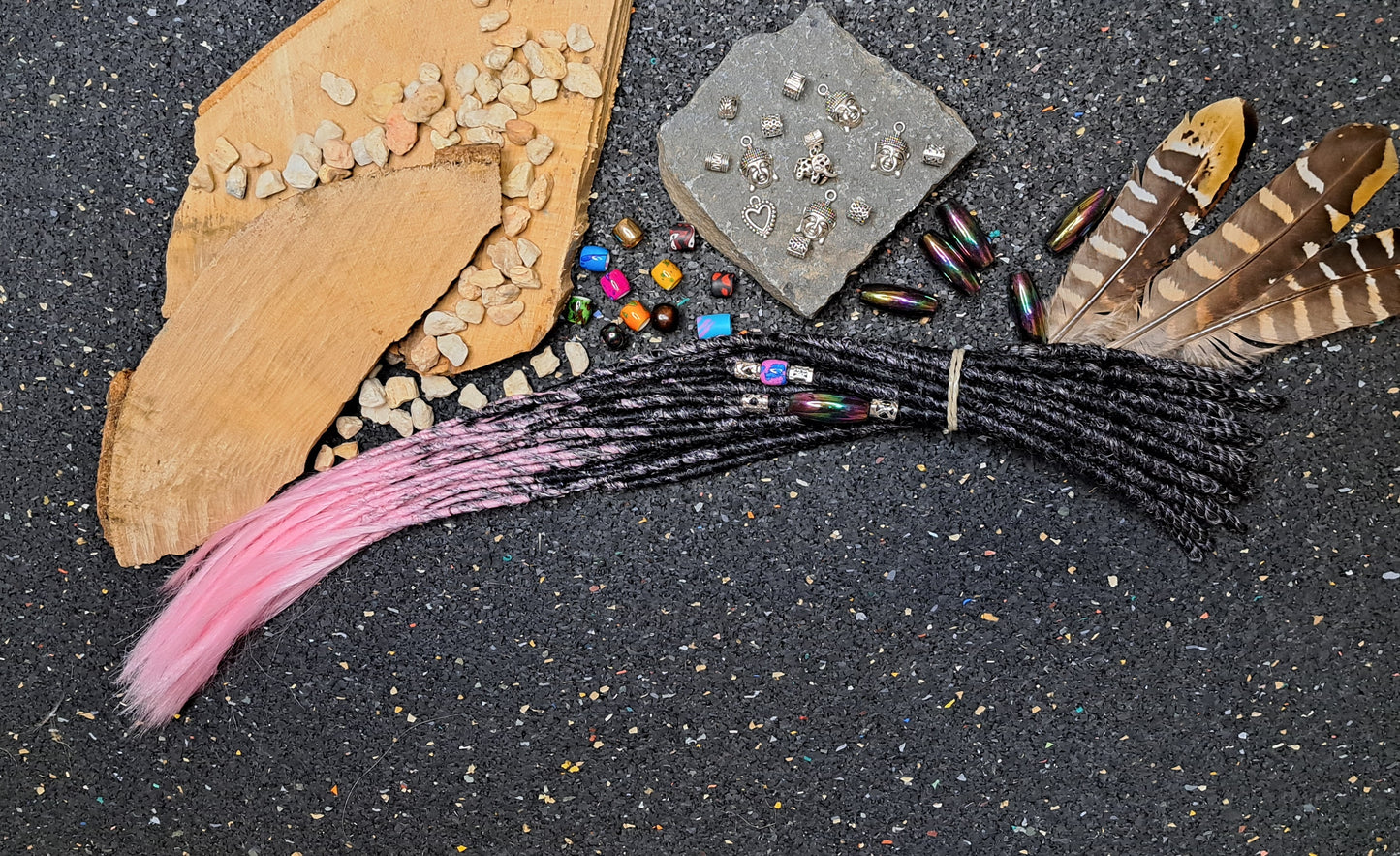 Synthetische Dreads Single Ended 50cm Braun zu Rosa