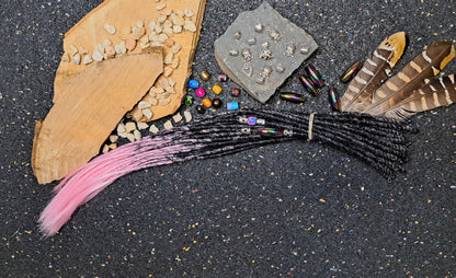 Synthetische Dreads Single Ended 50cm Braun zu Rosa