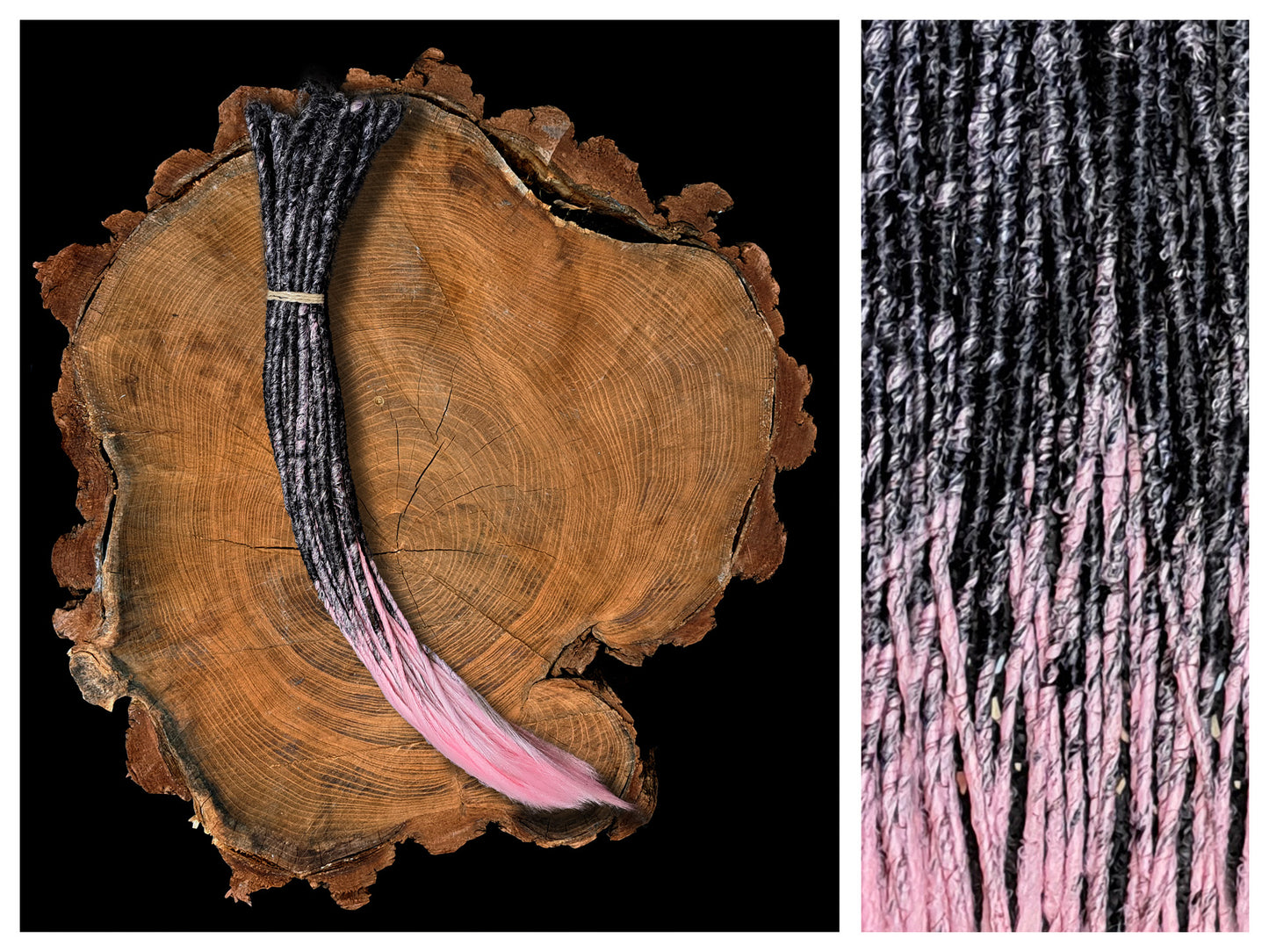 Synthetische Dreads Double Ended 50cm Braun zu Rosa
