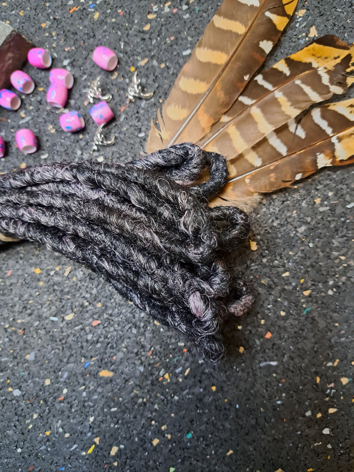 Synthetische Dreads Double Ended 50cm Braun zu Rosa