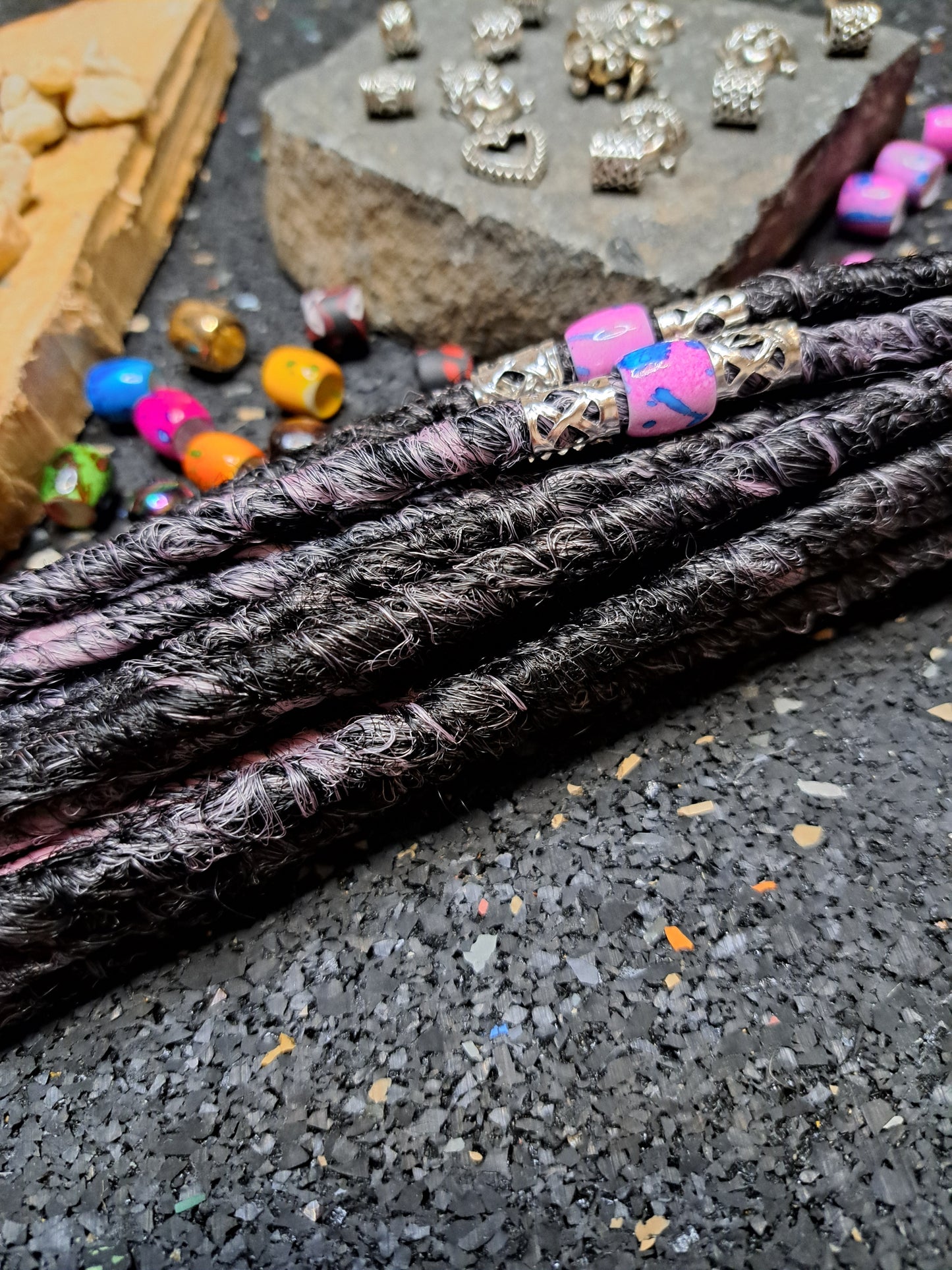Synthetische Dreads Double Ended 50cm Braun zu Rosa