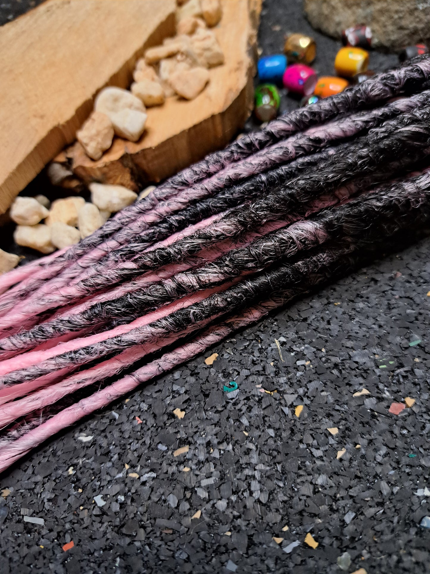 Synthetische Dreads Double Ended 50cm Braun zu Rosa