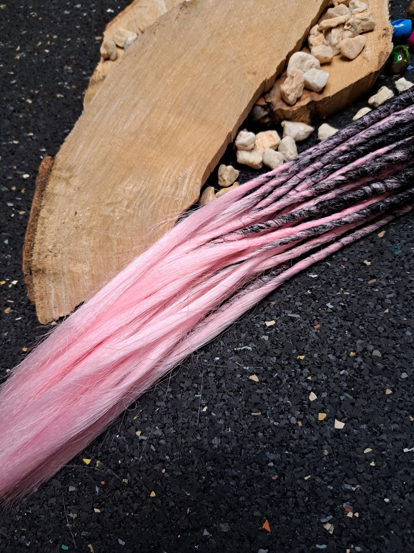Synthetische Dreads Double Ended 50cm Braun zu Rosa