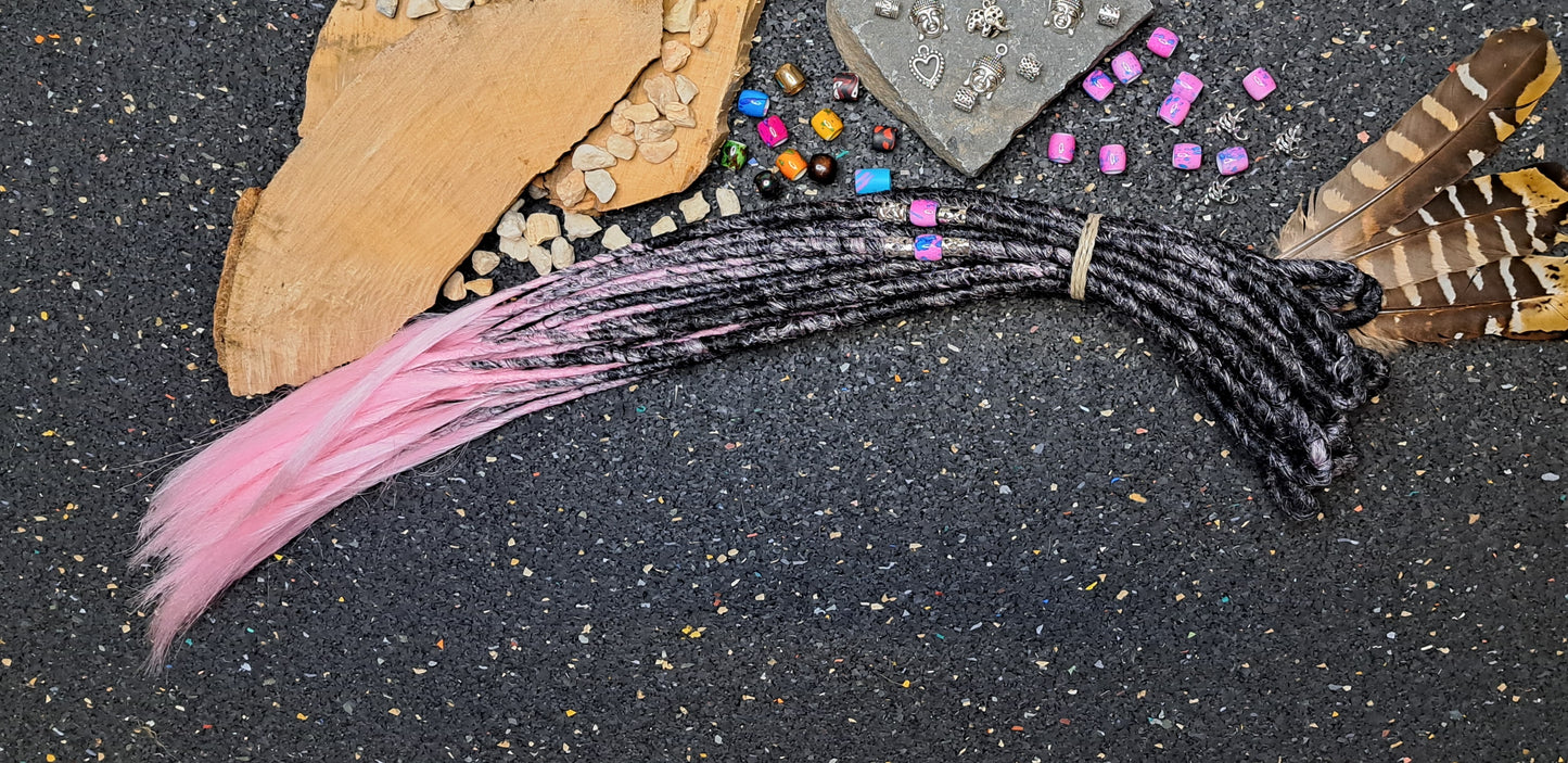 Synthetische Dreads Double Ended 50cm Braun zu Rosa