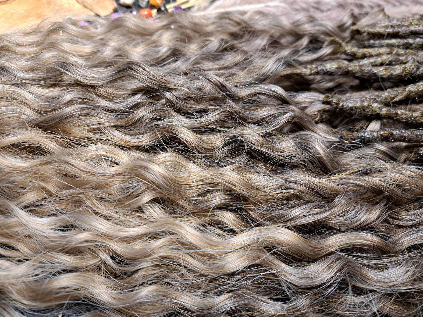 Curly Dreadlocks Double Ended Braun-Silber zu Blond 55cm