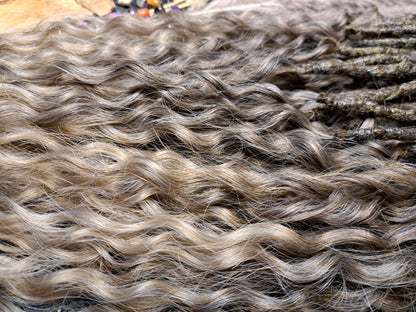Curly Dreadlocks Double Ended Braun-Silber zu Blond 55cm
