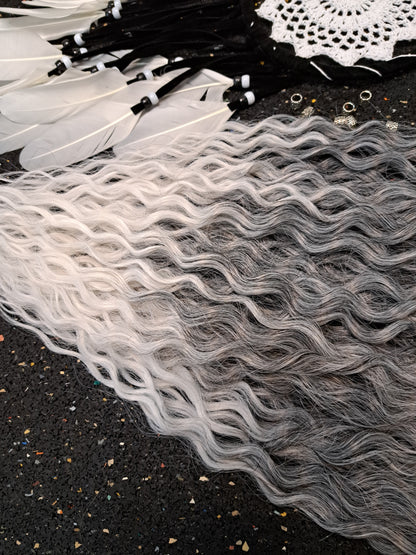 Curly Dreadlocks Double Ended Grau zu Licht 55cm