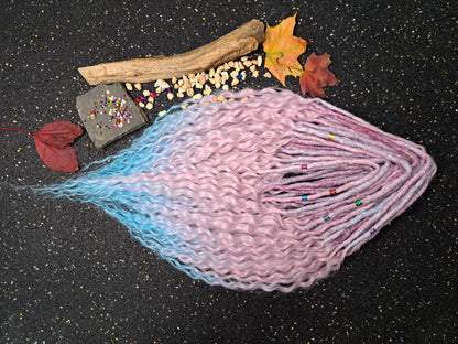 Curly Dreadlocks Double Ended Rosa zu Hellblau 55cm